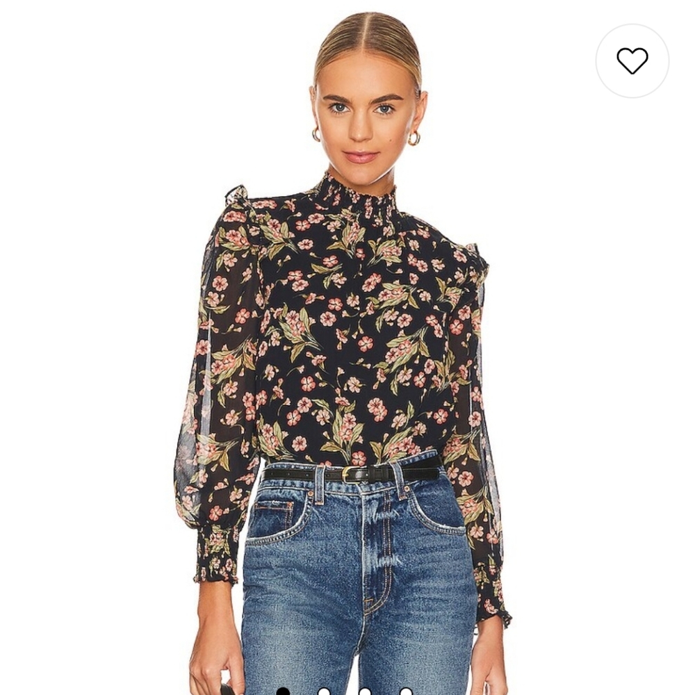 1. State Ruffle Smock Neck Top size XXS